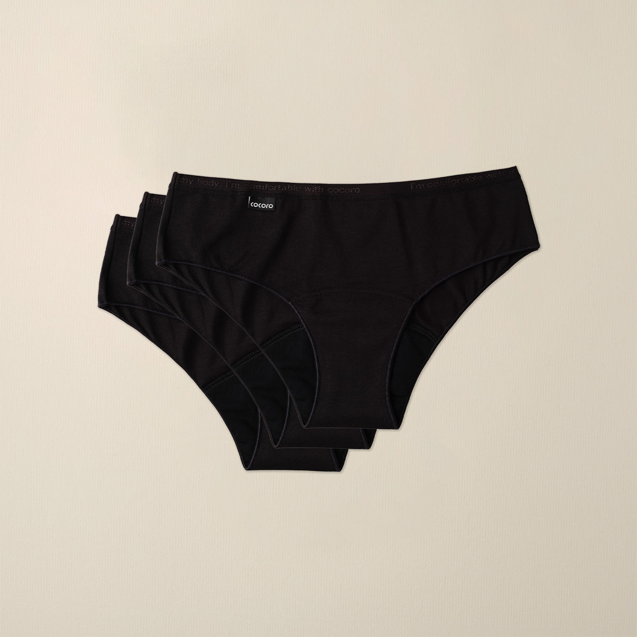 #Pack 3 bragas menstruales Essence Negro de algodón orgánico